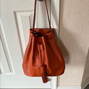 Elegant Orange Italian Bucket Bag